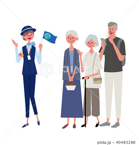 Tour Guide Senior Tourism Illustration Stock Illustration