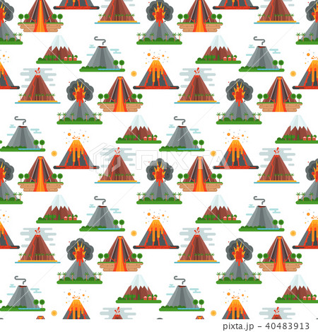 Volcano magma vector nature blowing up with smoke crater volcanic mountain hot natural eruption Volcano magma vector nature blowing up with smoke crater volcanic mountain hot natural eruption 40483913