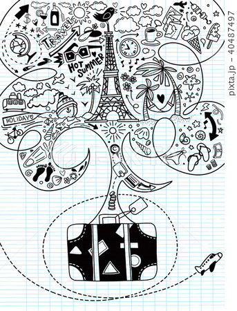 World Travel Set. Hand drawn simple vector World Travel Set. Hand drawn simple vector 40487497