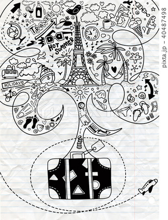 World Travel Set. Hand drawn simple vector 40487498