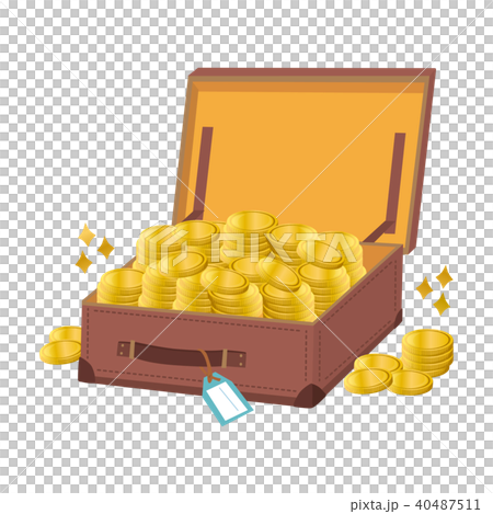 トランク 沢山の金貨 イラストのイラスト素材