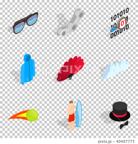 Amusement icons set, isometric style 40487775