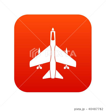 Armed fighter jet icon digital red 40487782