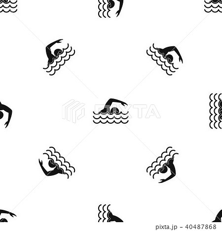 Swimmer Pattern Seamless Blackのイラスト素材