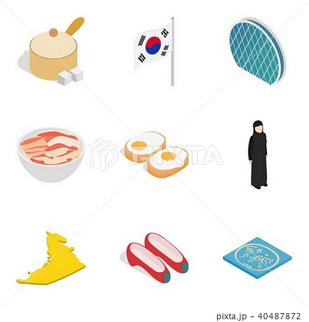 Asian country icons set, isometric style 40487872