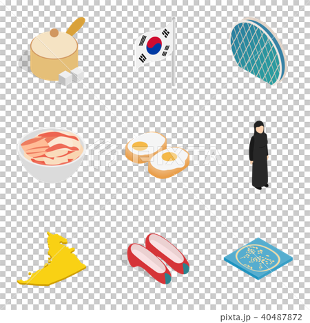 Asian country icons set, isometric style 40487872