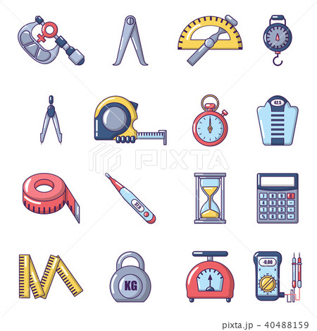 Measure precision icons set, cartoon style Measure precision icons set, cartoon style 40488159