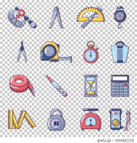 Measure precision icons set, cartoon style Measure precision icons set, cartoon style 40488159