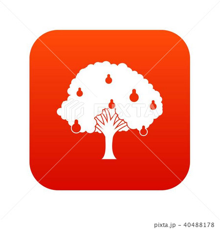 Pear tree with pears icon digital red Pear tree with pears icon digital red 40488178