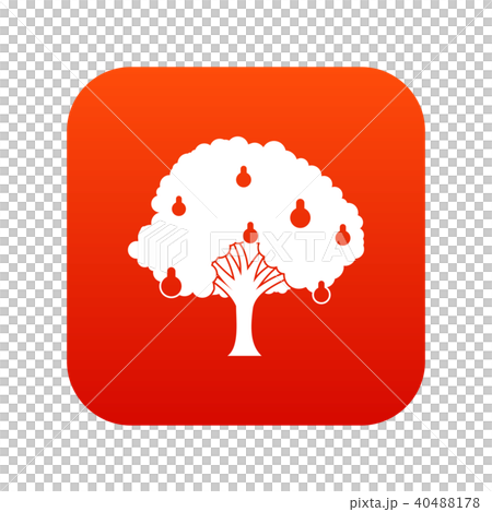 Pear tree with pears icon digital red Pear tree with pears icon digital red 40488178