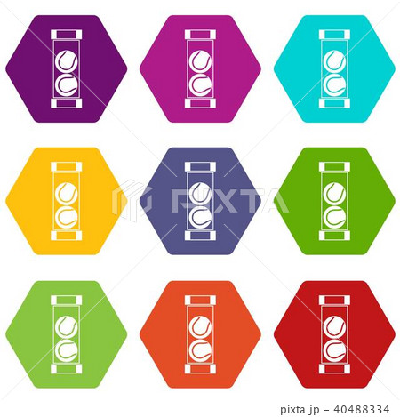 Packaging of tennis balls icon set color hexahedron Packaging of tennis balls icon set color hexahedron 40488334