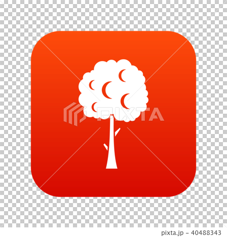 Tree with spherical crown icon digital red Tree with spherical crown icon digital red 40488343