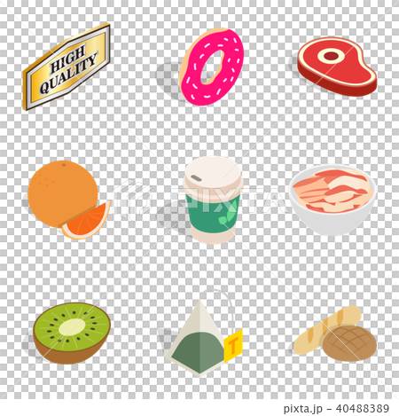 Calories icons set, isometric style 40488389