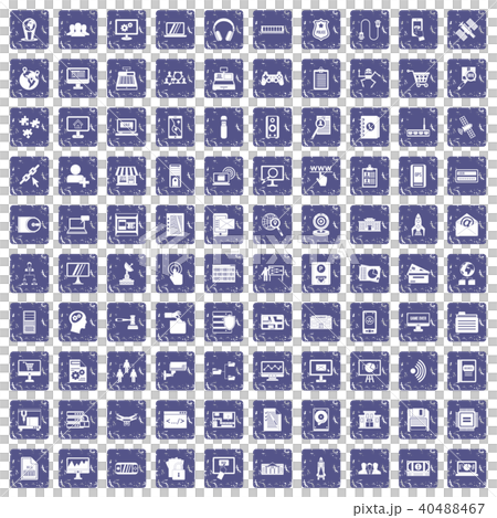 100 database icons set grunge sapphire 40488467