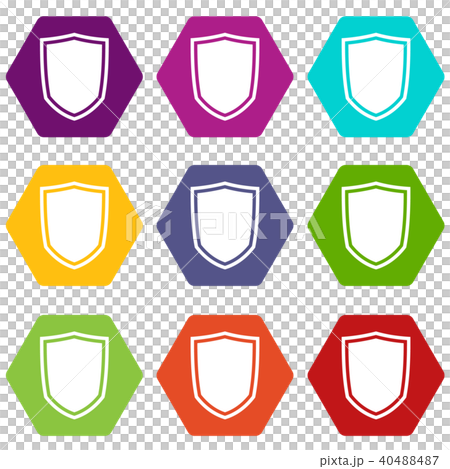 Military shield icon set color hexahedron Military shield icon set color hexahedron 40488487