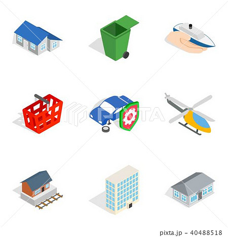 City element icons set, isometric style City element icons set, isometric style 40488518
