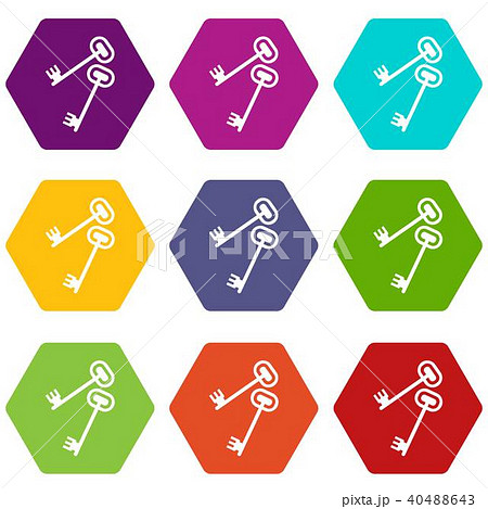 Keys icon set color hexahedron 40488643