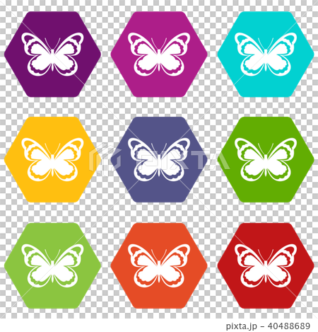 Small butterfly icon set color hexahedron 40488689