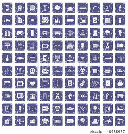 100 electrical engineering icons set grunge sapphire 40488977