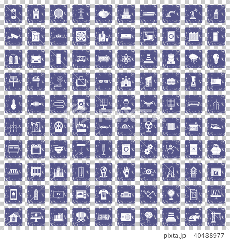 100 electrical engineering icons set grunge sapphire 40488977