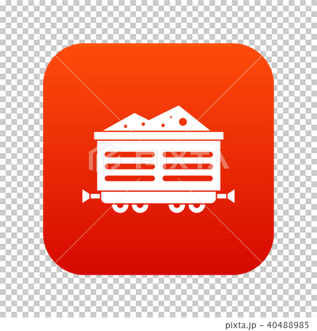 Train waggon with coal icon digital red Train waggon with coal icon digital red 40488985