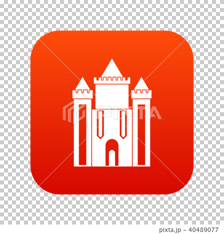 Ancient fort icon digital red Ancient fort icon digital red 40489077