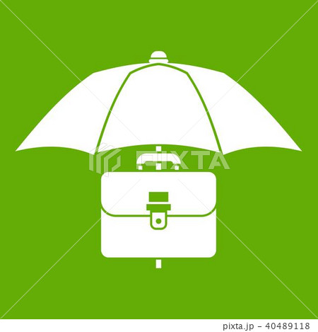 Umbrella and business case icon green Umbrella and business case icon green 40489118
