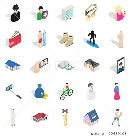 Relation icons set, isometric style Relation icons set, isometric style 40489163