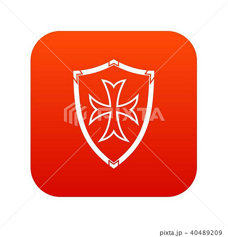 Protective shield icon digital red Protective shield icon digital red 40489209
