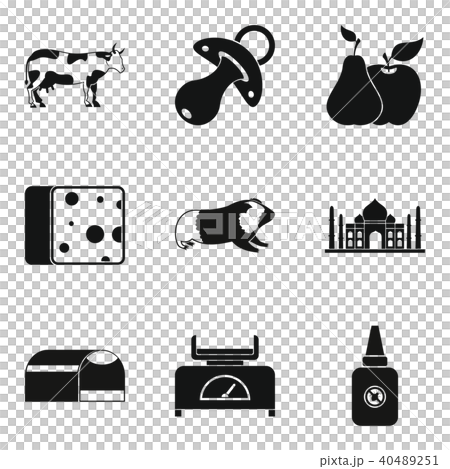 Cow icons set, simple style Cow icons set, simple style 40489251