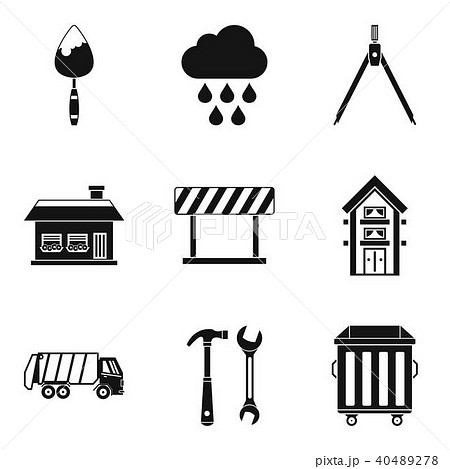 Construction project icons set, simple style 40489278