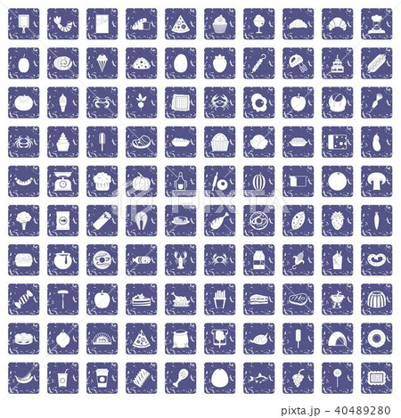 100 favorite food icons set grunge sapphire 40489280