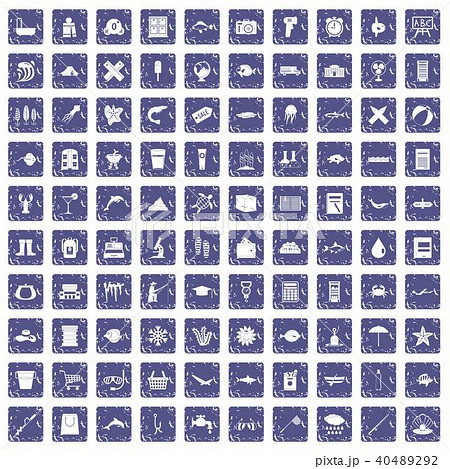 100 fish icons set grunge sapphire 100 fish icons set grunge sapphire 40489292