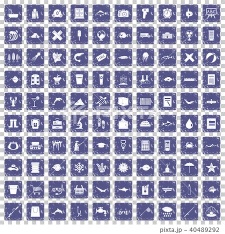 100 fish icons set grunge sapphire 100 fish icons set grunge sapphire 40489292