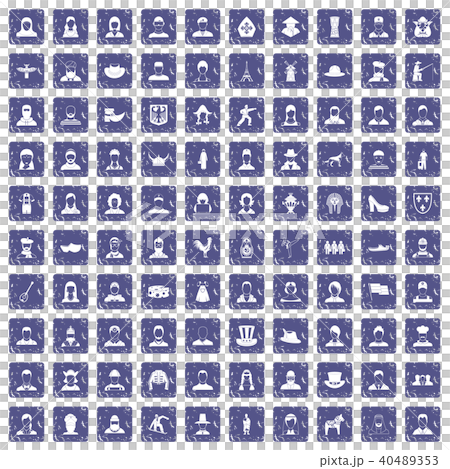 100 folk icons set grunge sapphire 100 folk icons set grunge sapphire 40489353