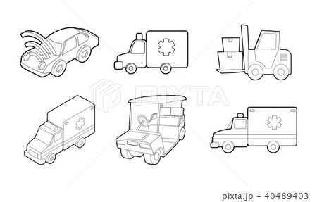 Vehicle icon set, outline style 40489403