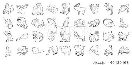 Animals icon set, outline style Animals icon set, outline style 40489468