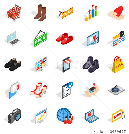 Smart advertising icons set, isometric style Smart advertising icons set, isometric style 40489697