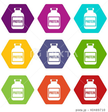 Nutritional supplement for athletes icon set color hexahedron 40489710