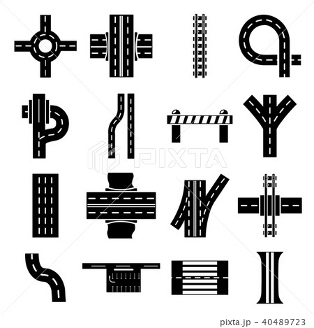 Road parts constructor icons set, simple style 40489723