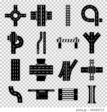 Road parts constructor icons set, simple style 40489723