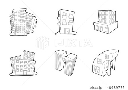 Skytower icon set, outline style Skytower icon set, outline style 40489775