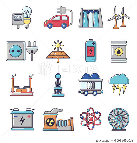 Energy sources icons set, cartoon style Energy sources icons set, cartoon style 40490018