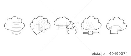 Cloud data icon set, outline style Cloud data icon set, outline style 40490074