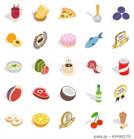 Meat meal icons set, isometric style Meat meal icons set, isometric style 40490270