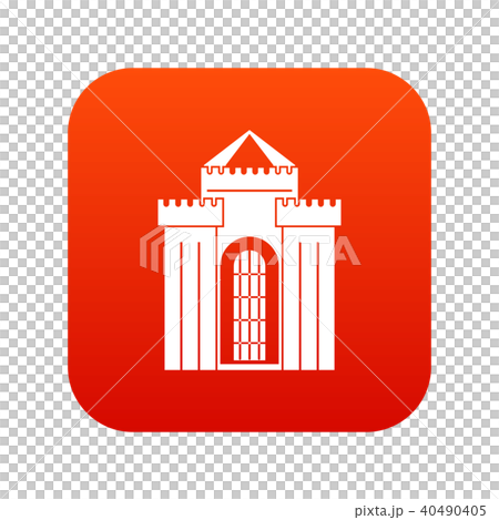 Medieval palace icon digital red 40490405