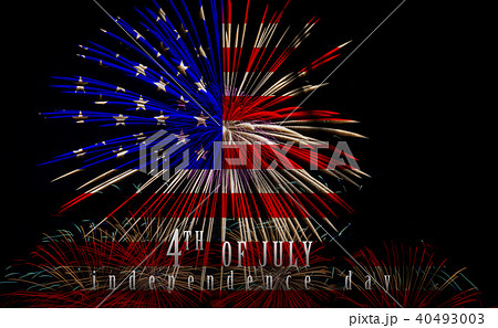 Multicolor Fireworks Celebrate over the United state of America USA flag background, Independence day concept Multicolor Fireworks Celebrate over the United state of America USA flag background, Independence day concept 40493003