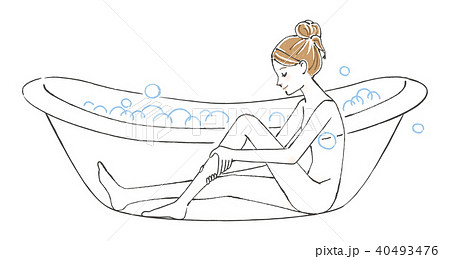 お風呂で脚のマッサージをする女性のイラスト素材