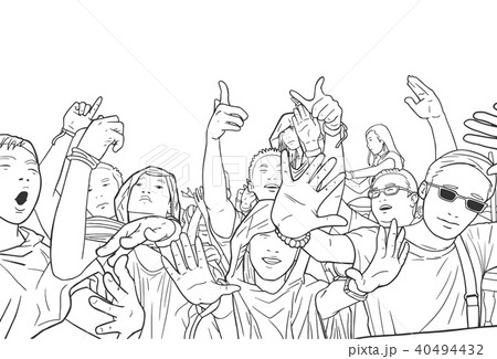 Illustration of party people at festival concert 40494432