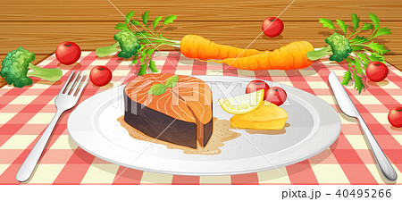 Salmon Stake with Fresh Vegetable 40495266